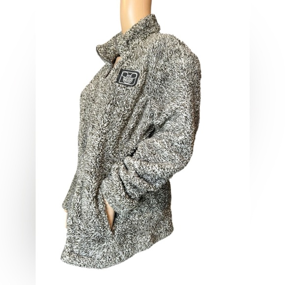 Disney Parks Jacket Womens Small Plush Fleece Sherpa Gray Black Full Zip - Picture 4 of 12
